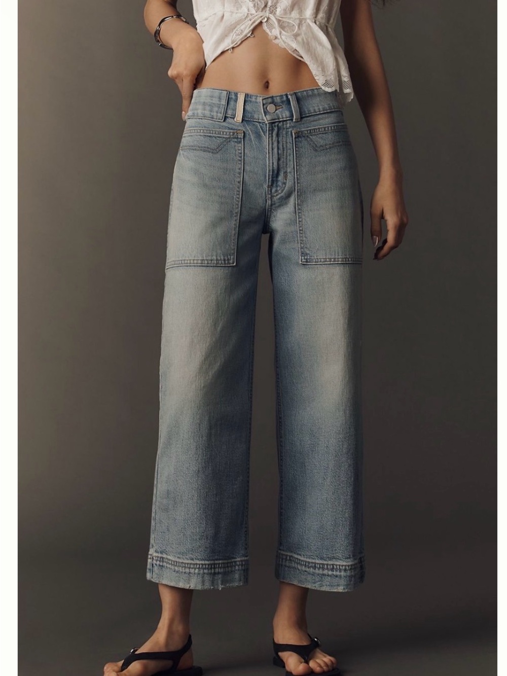 Pilcro Wide-Leg High-Rise Cropped Jeans - Light Blue Wash - Picture 2 of 6